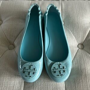 Tory Burch Minnie patent travel ballet flat in lighter blue